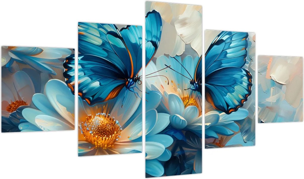 Obraz - Niebieskie motyle (125x70 cm)