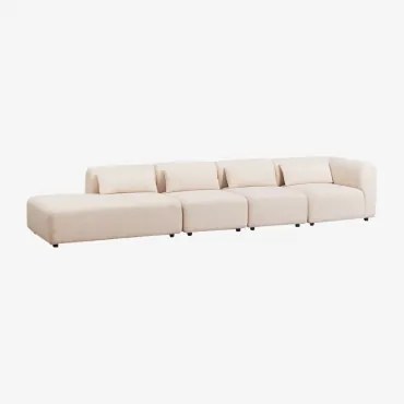 Sofa Narożna Modułowa Fogler 4-częściowa Z Lewą Leżanką Chenille Kremowy Beż - Sklum