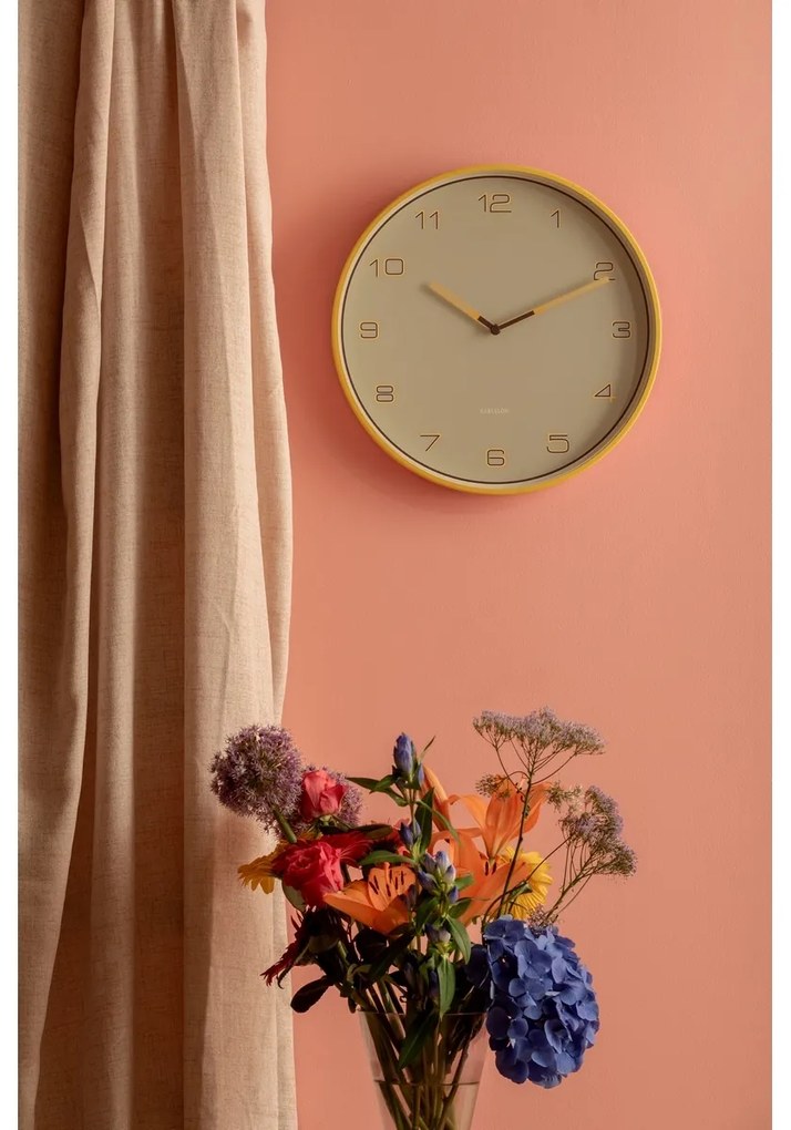 Karlsson 6013BY designerski zegar ścienny żółty,średnica 40 cm