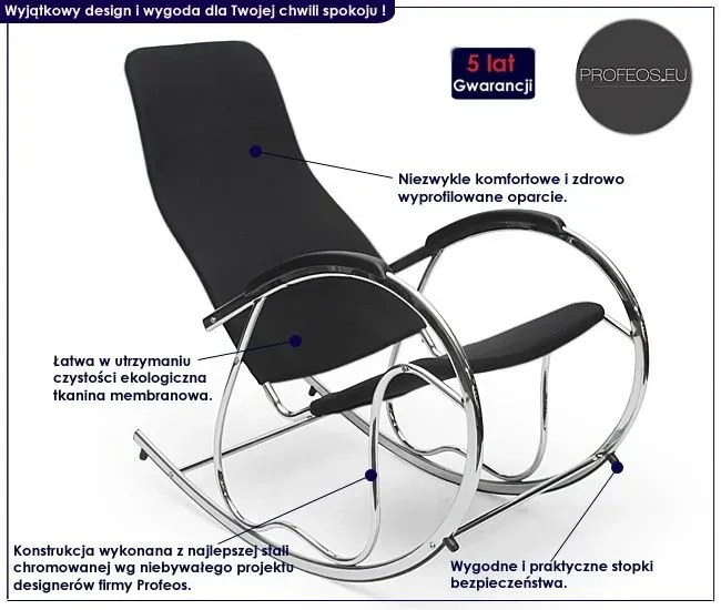 Bujany fotel do salonu czarnyD8-E66