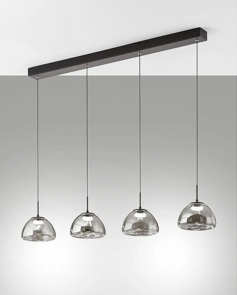 Lampa wisząca Lucille Fumé 28 W LED CCT 2700 K-4000 K, konstrukcja z metalu i szkła borokrzemianowego, płynnie ściemnialna - 87 x 6 x 200 cm