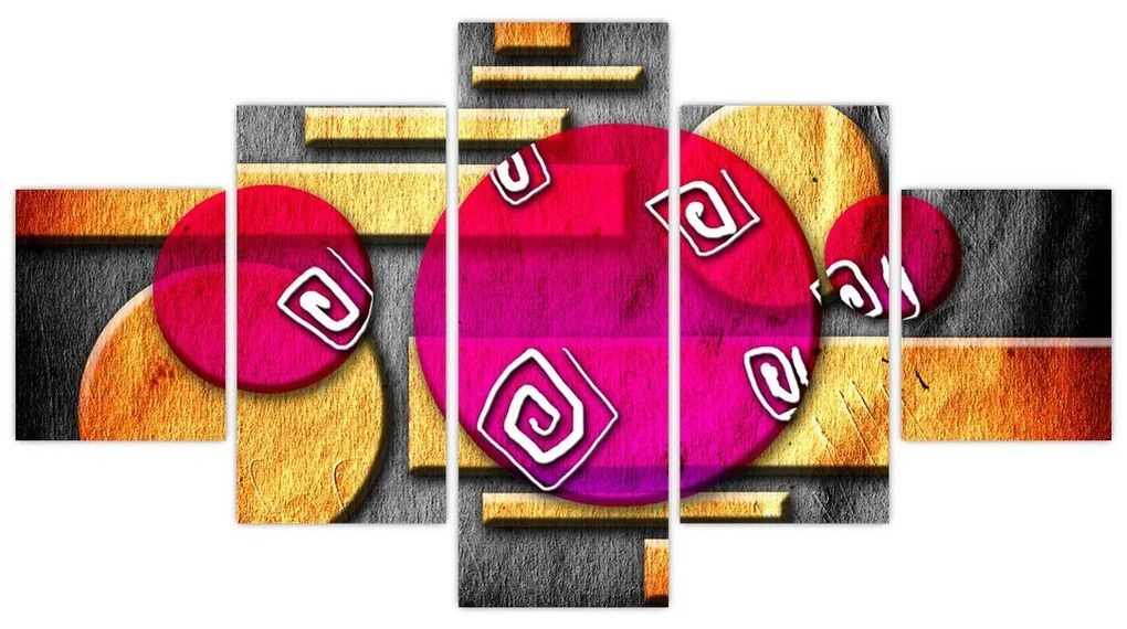 Abstrakcyjny obraz z historycznymi symbolami (125x70 cm)
