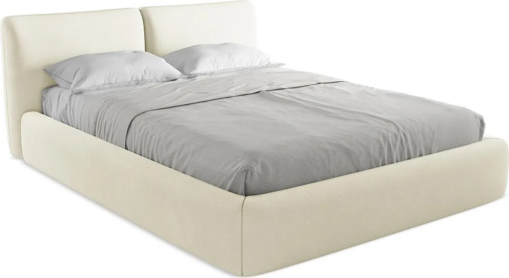 Łóżko 180 x 228 - z tkaniny szenilowej - beżowy - HOKU