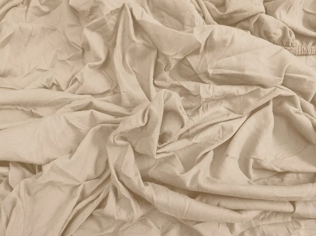 PrzytulneMieszkanie.pl Prześcieradło jersey BASIC beżowe 90 x 200 cm