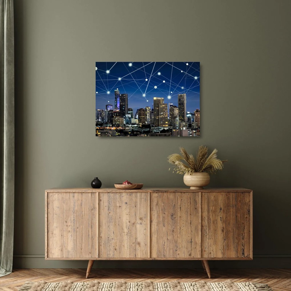 Obraz na szkle - Wielkie miasto nocą (70x50 cm)