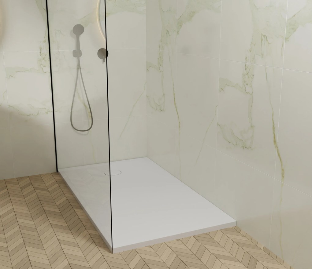 Brodzik prostokątny z konglomeratu RONA Classic | Różne rozmiary| Różne kolory : Kolor - Beż połysk, Rozmiar - 120x90 cm