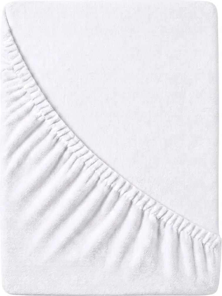 PrzytulneMieszkanie.pl Ekskluzywne prześcieradło frotté białe 180 x 200 cm