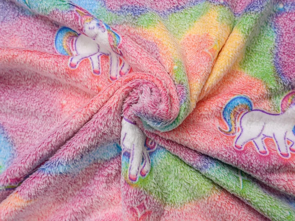 Świecący koc z mikroflaneli UNICORN 150x200 cm różowy