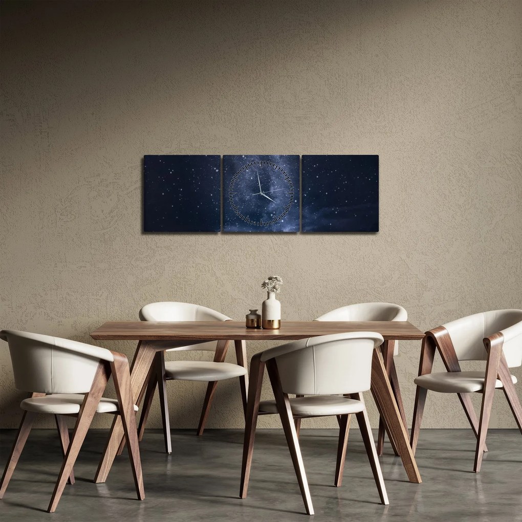 Obraz gwiaździstego nieba (z zegarem) (90x30 cm)