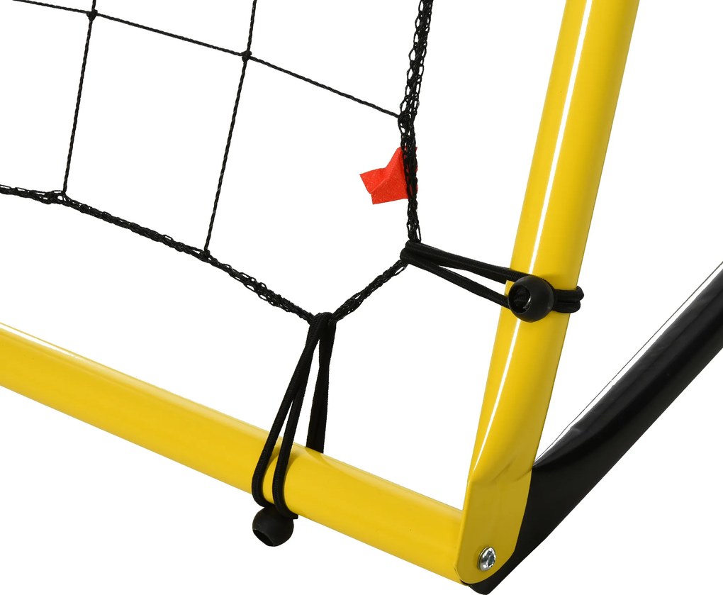 HOMCOM Rebounder Bramkowy do Piłki Nożnej z Siatką, dla Piłki Nożnej, Koszykówki i Baseballu, Stal+PE, Żółty+Czarny, 184 x 63 x 123 cm
