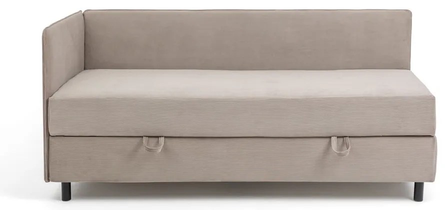 Szarobrązowe tapicerowane łóżko jednoosobowe ze schowkiem i materacem 120x200 cm Avela – Bonami Selection
