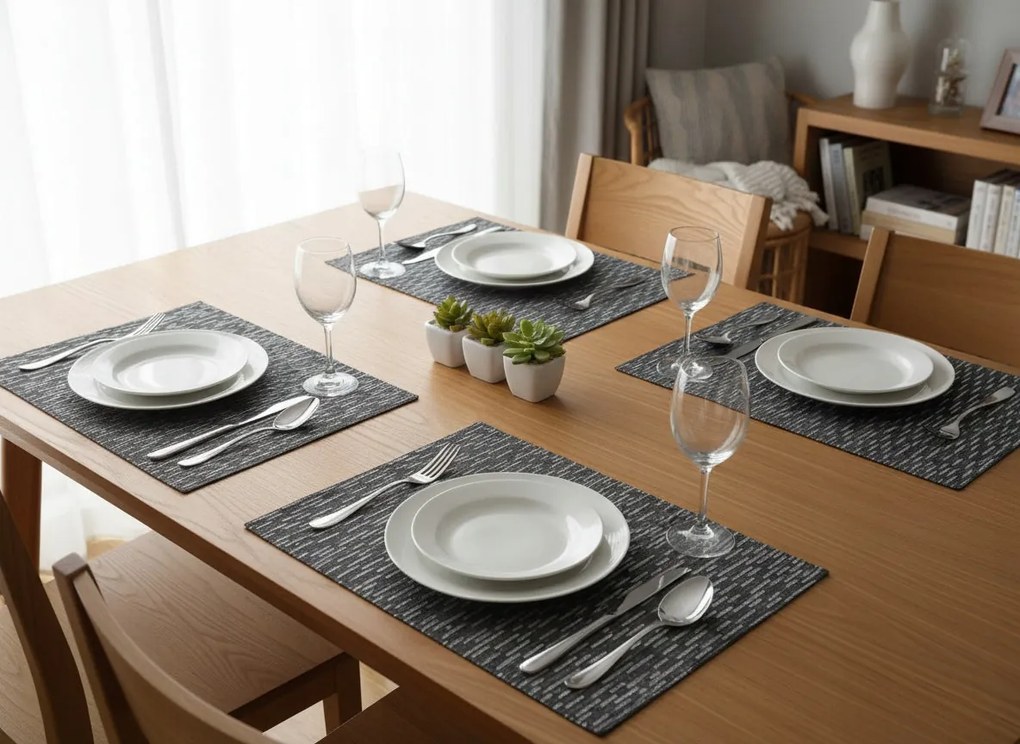 Podkładka pod Talerz Czarna Mata na Stół 33x45cm dekoracyjna Tekstylna