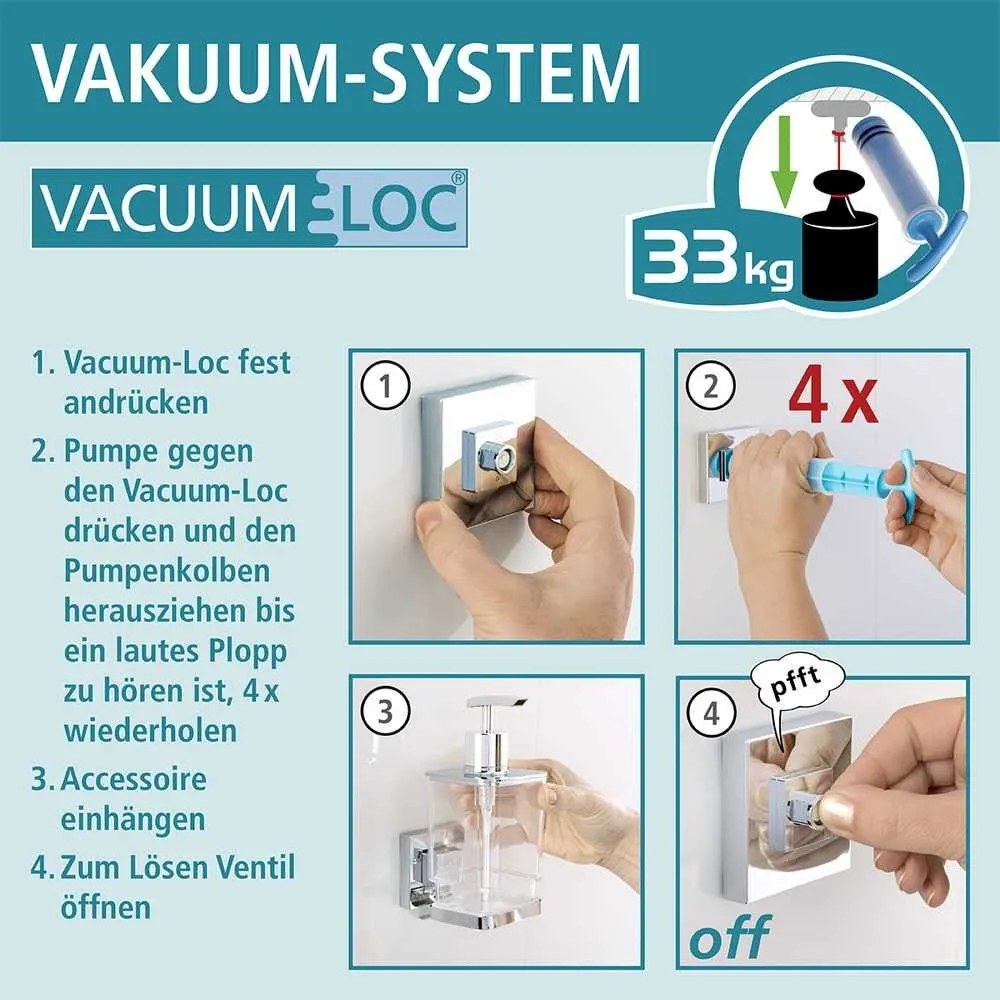 Uchwyt na papier toaletowy z przyssawką Wenko Vacuum-Loc Quadrio, do 33 kg