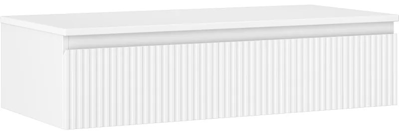 Mexen Rivel szafka łazienkowa podumywalkowa 100 cm z blatem, 1 szuflada, ryflowana , biała mat - 91A20-10023-1-BFC01