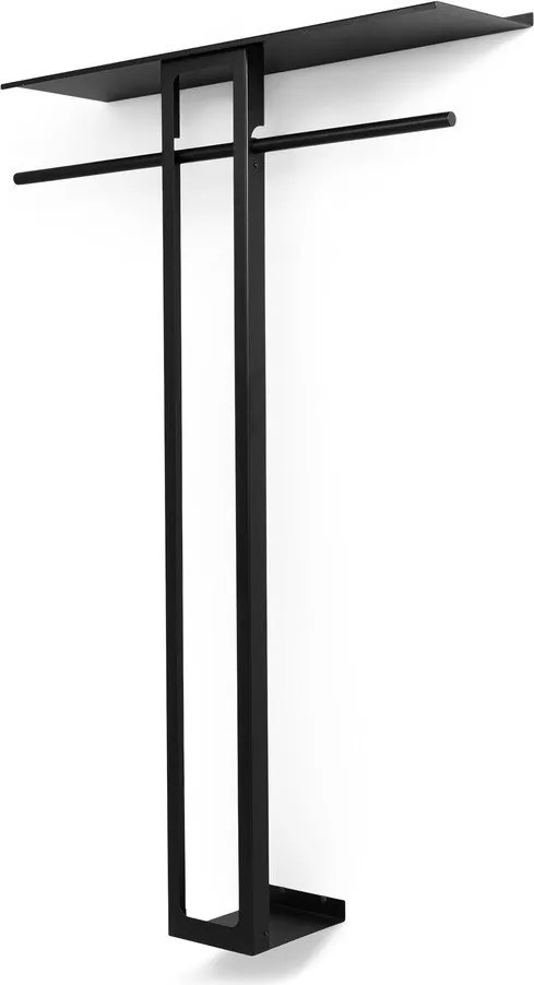 Czarny stalowy wieszak ścienny z półką 100 cm Luno Large – Spinder Design
