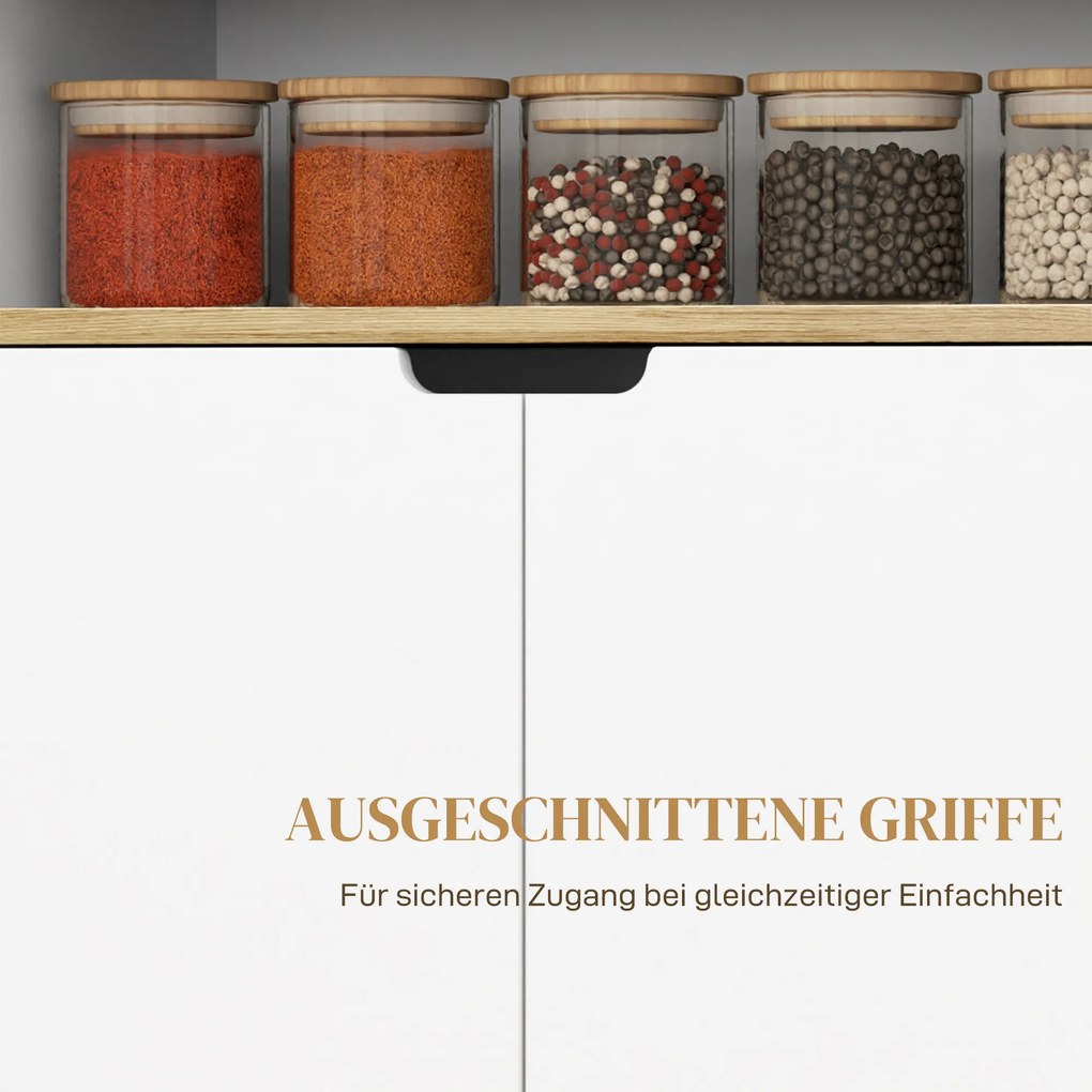 HOMCOM Wózek Kuchenny na Kółkach z Miejsce do Przechowywania, Szafka, Regulowane Półki, do Kuchni, Salonu, Jadalni, Biały | Aosom PL