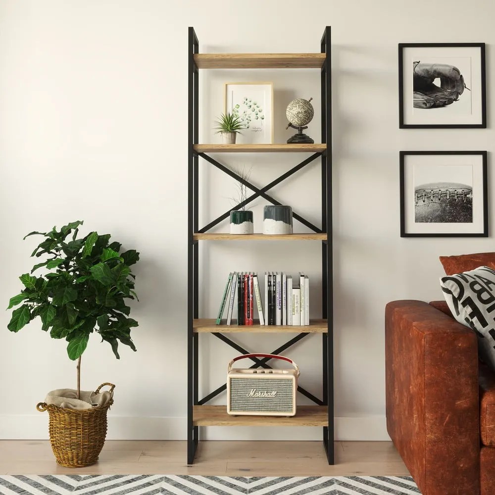Czarny regał w dekorze sosny 58x175 cm Nicol – Kalune Design