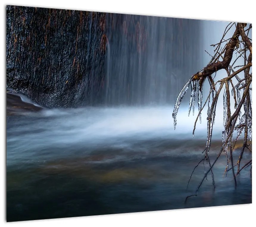 Obraz na szkle zimowej laguny (70x50 cm)