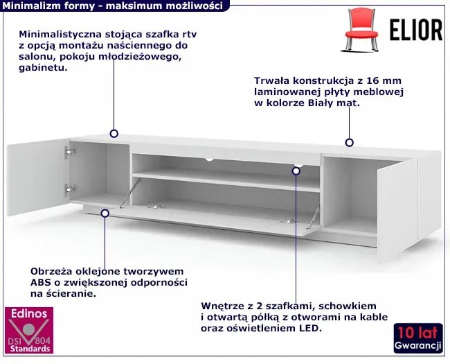 Stojąca Lub Biały Wisząca Szafka Rtv Mat Szary