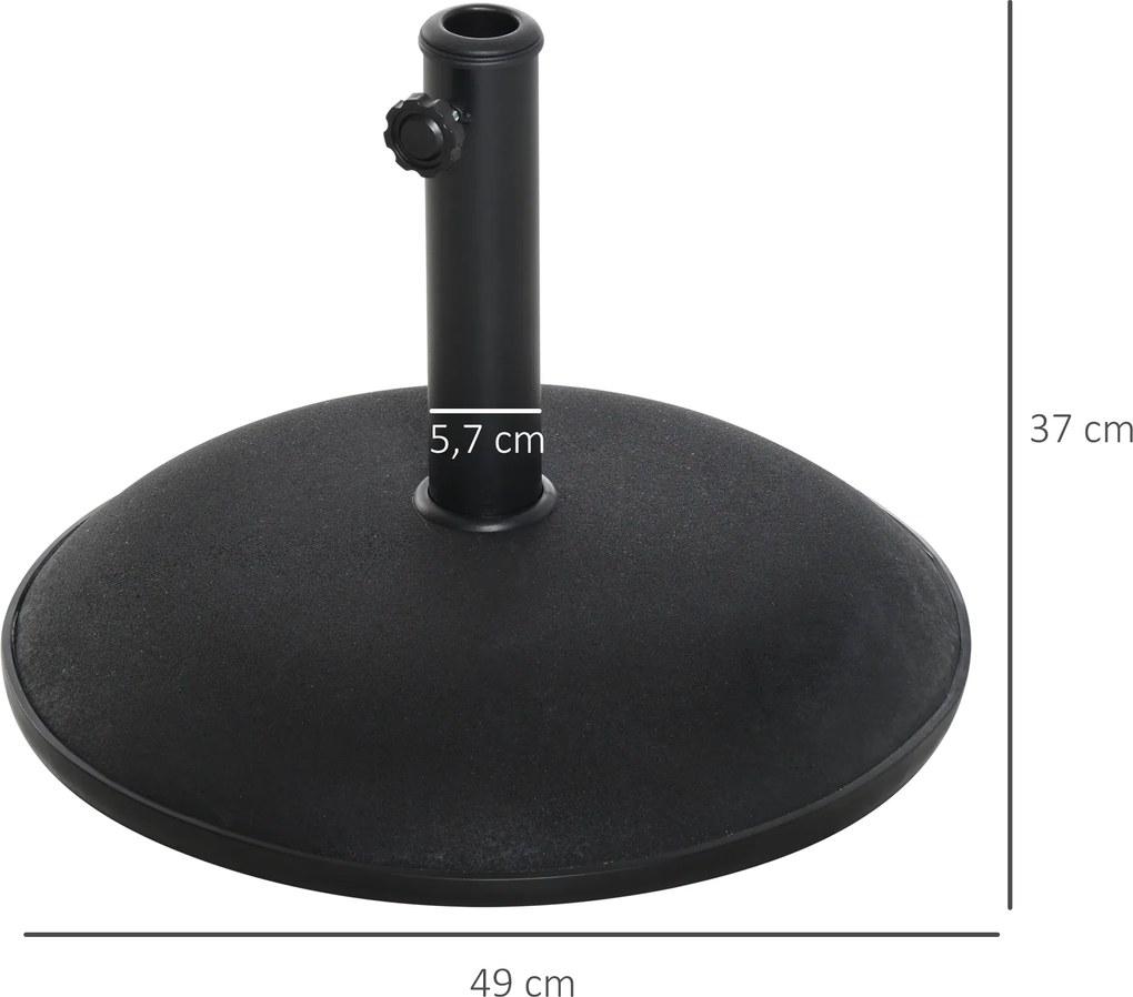 Outsunny Podstawa na Parasol 25kg Stalowa Wytrzymała na Warunki Pogodowe Czarna | Aosom PL