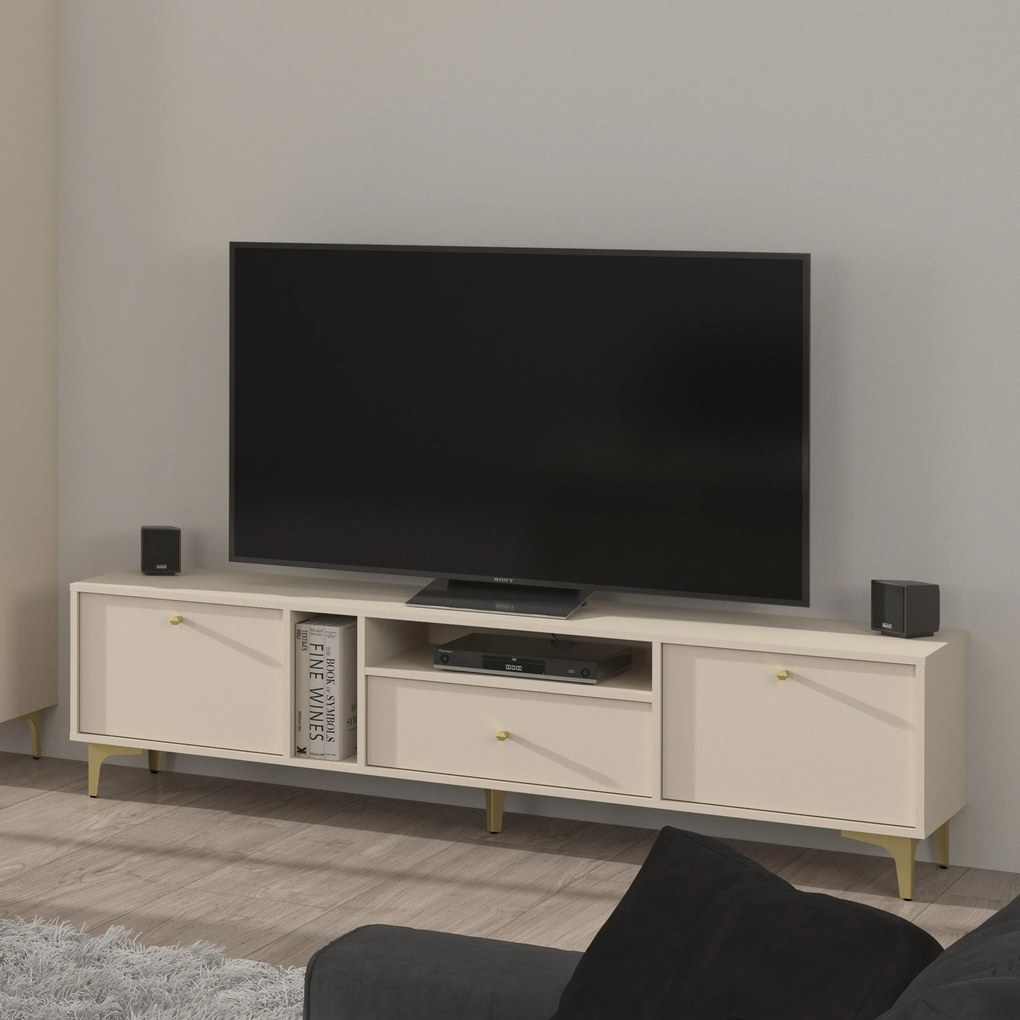 Szafka RTV TORINO - Beżowy / Wysokość 48.5 cm / 180 cm / 1 szuflada