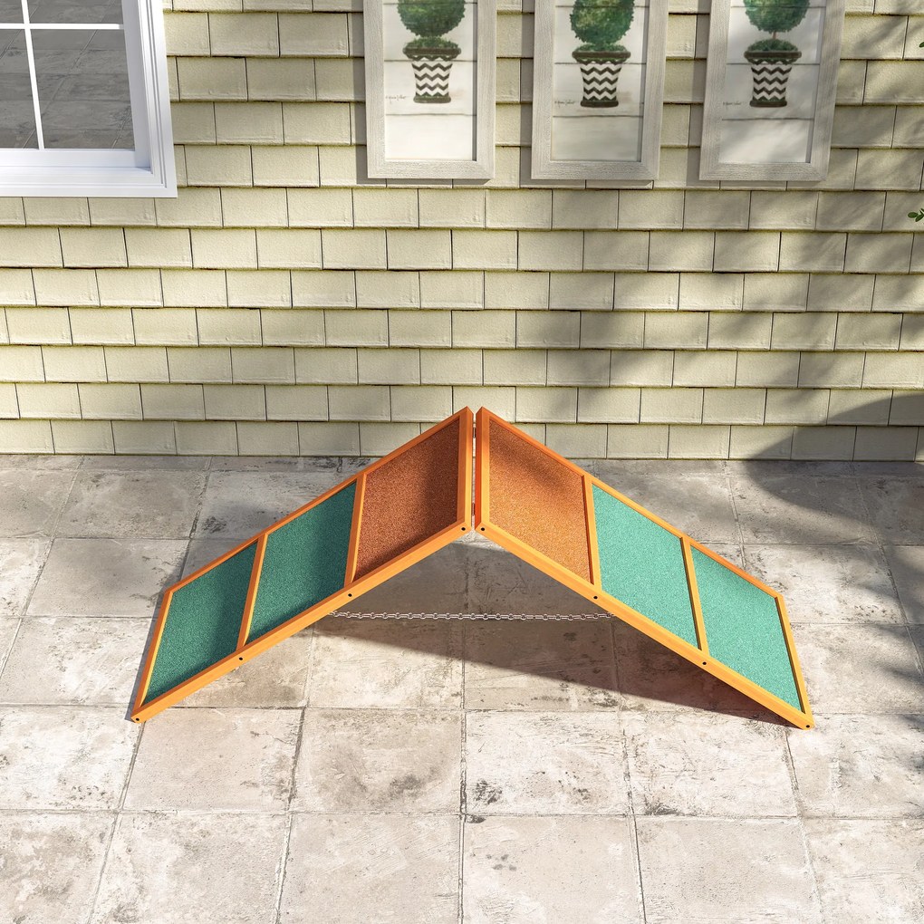 PawHut Rampa Agility dla Psów, Składana, Wysokość Regulowana, Antypoślizgowa, Jodła, do 40 kg, 173 x 59 x 66 cm, Pomarańczowy/Zielony