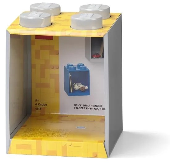 Dziecięca szara półka ścienna LEGO® Brick 4