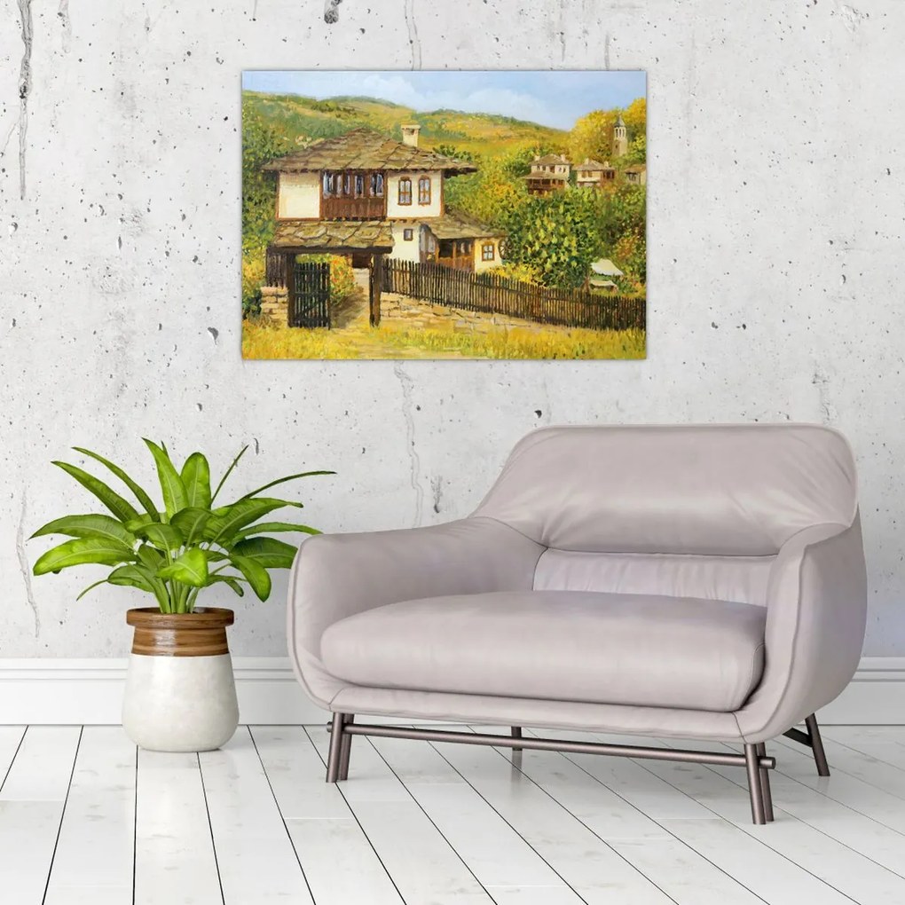 Obraz na szkle - Domki letniskowe w lecie (70x50 cm)