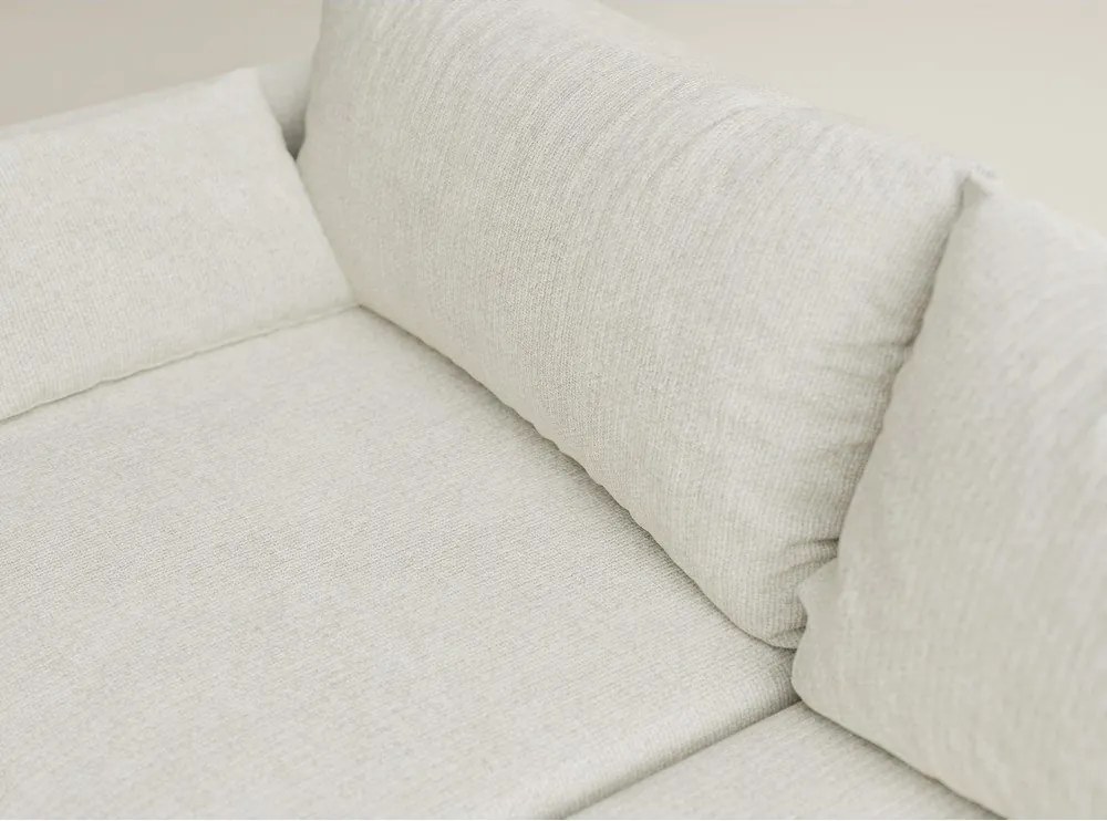 Kremowy rozkładany/ze schowkiem narożnik z tkaniny szenilowej (prawostronny/z szezlongiem) Leon – Maison de Rêve