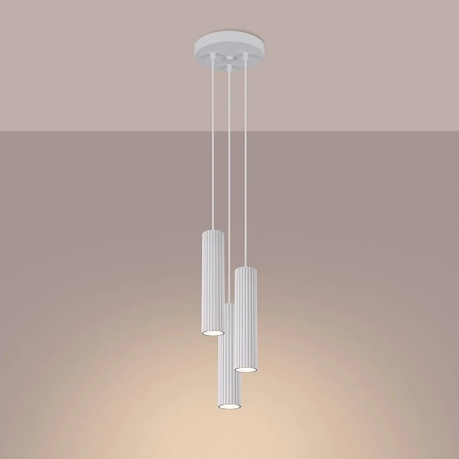 Lampa wisząca minimalistyczny Gloow, aluminium - 3 źródło światła 3000K - L.19.5 x H.108 cm - biały