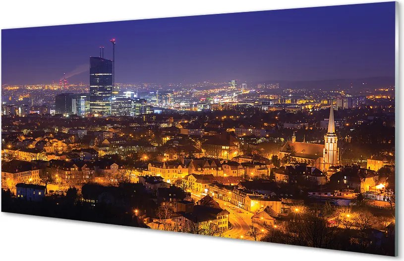 Panel szklany do Kuchni Nocna Panorama Gdańska