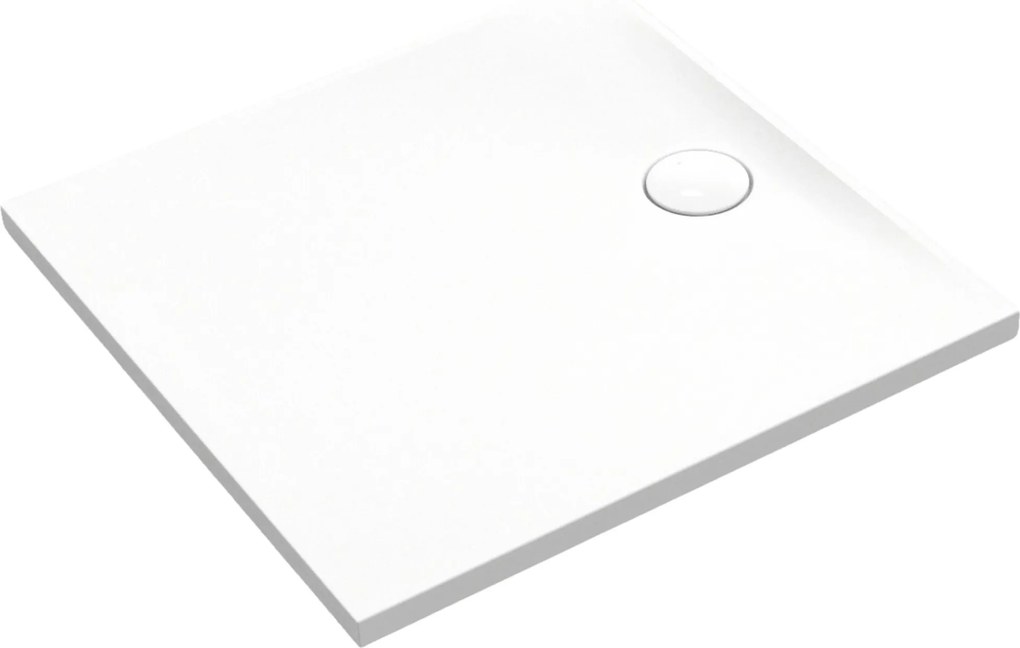 Brodzik z konglomeratu kwadratowy biały połysk 80 x 80 RONA White Matt | Różne rozmiary | Różne kolory : Kolor - Biały matowy , Rozmiar - 100x100 cm