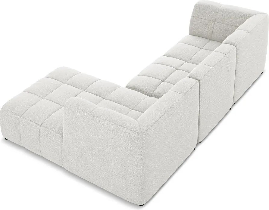 Biały narożnik z materiału bouclé (prawostronny/z szezlongiem) Aloha – Makamii