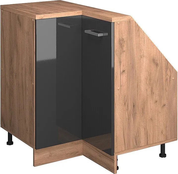 Narożna szafka kuchenna na dach skośny antracyt wysoki połysk 75.6x75.6x81.6 r-line