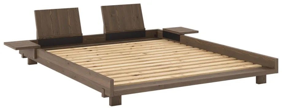 Brązowe łóżko dwuosobowe z litego drewna sosnowego ze stelażem 160x200 cm Social – Karup Design
