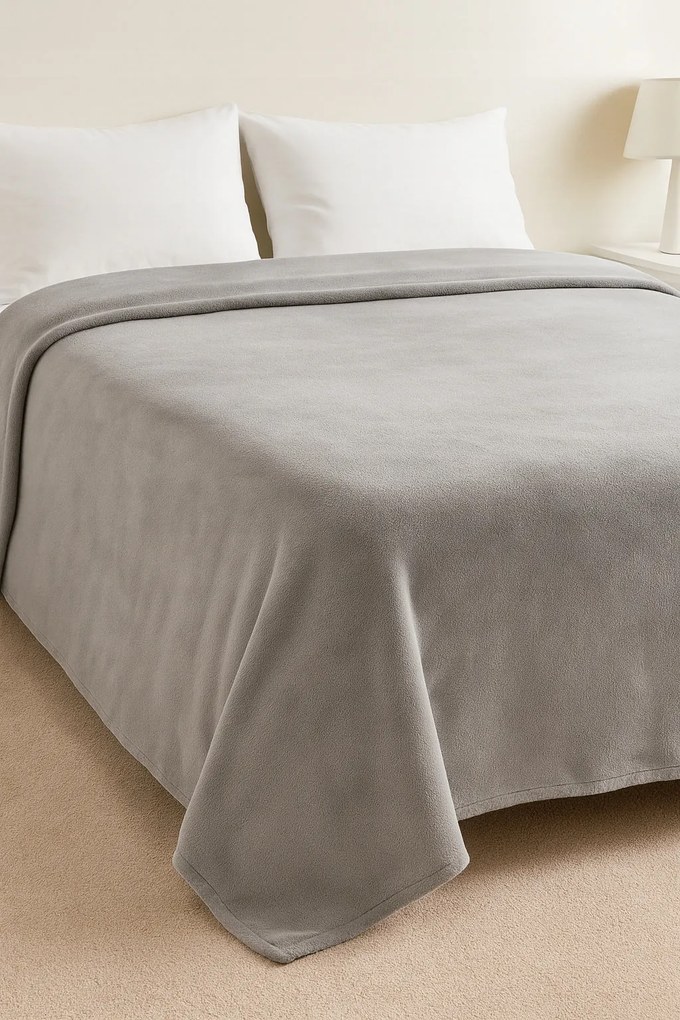 Koc Szary Gładki 160x200cm Miękki Ciepły Przytulny do domu salonu sypialni