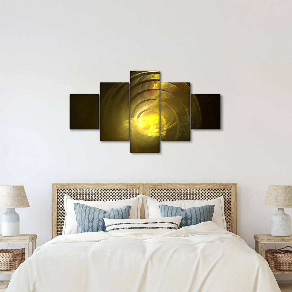 Obraz żółtej abstrakcyjnej spirali (125x70 cm)