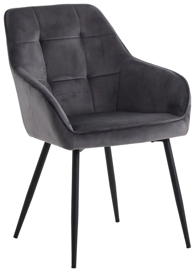 Szare aksamitne krzesła z podłokietnikami zestaw 2 szt. Nolan Square – Unique Furniture