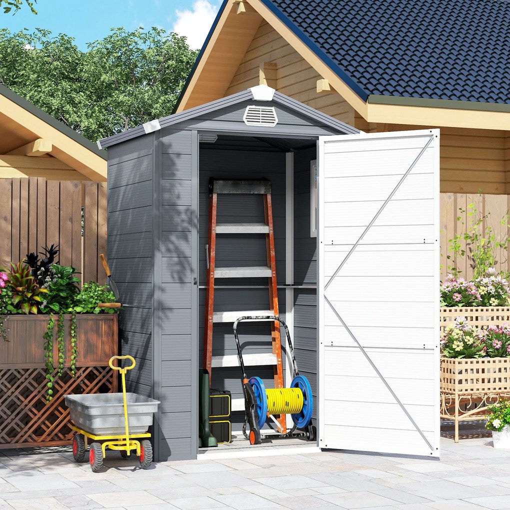 Outsunny schowek, 1,1 m², domek ogrodowy z dwuspadowym dachem, 133 x 102 x 180/208 cm