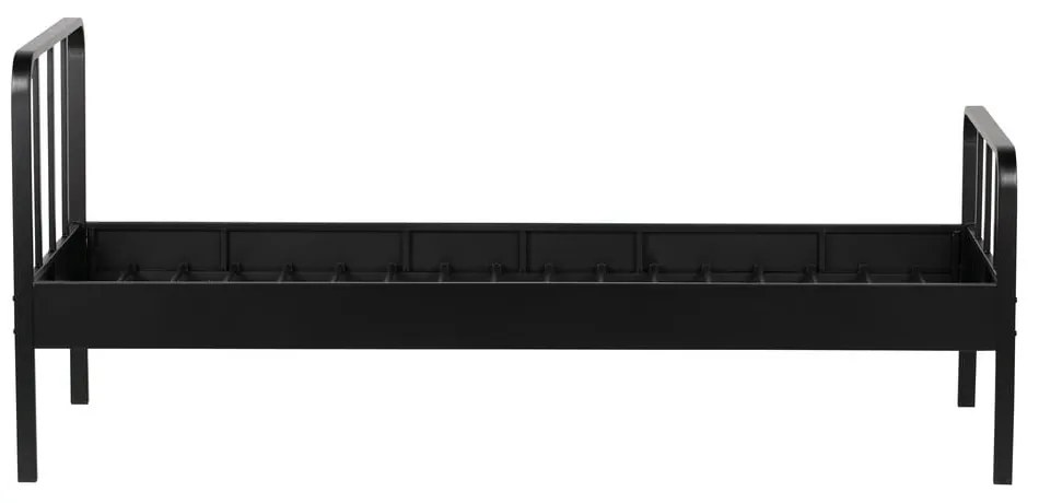 Czarne metalowe łóżko ze stelażem 90x200 cm Mees – WOOOD