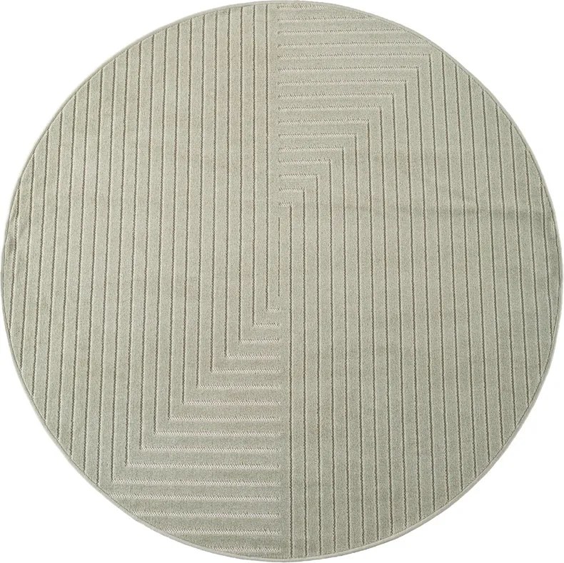 Dywan uniwersalny Nova 3D Geometria oliwkowy koło 200 cm x 200 cm