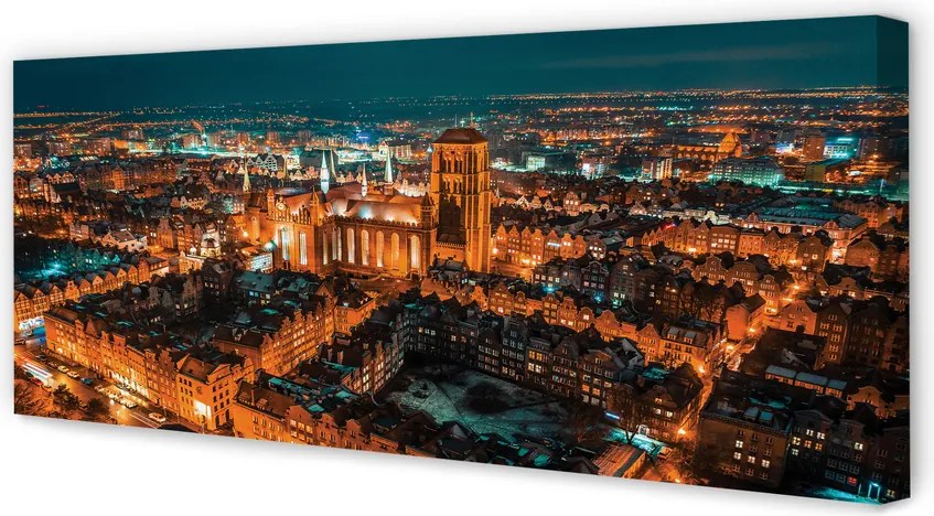 Zdjęcie na płótnie Nocna Panorama Gdańskich Kościołów