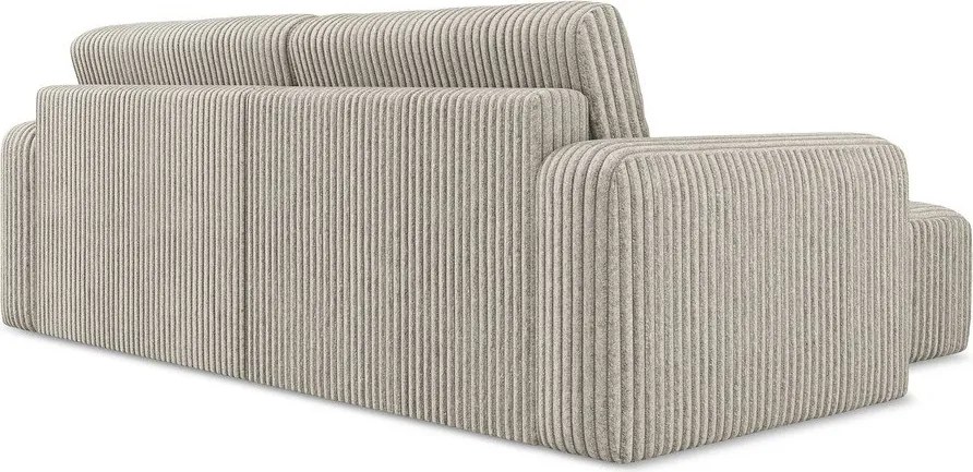 Beżowy sztruksowy rozkładany narożnik ze schowkiem (lewostronny/z szezlongiem) Kona – Makamii