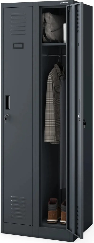 Dwudrzwiowa szafa BHP wąska 60x50x180 cm Kacper 2, antracyt