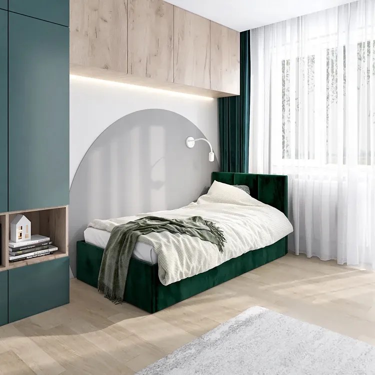 Zielone łóżko tapicerowane Golones 6X - 4 rozmiary