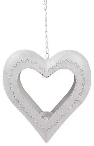 Wisząca dekoracja metalowa na świeczkę tea light Serce, 27 x 68 x 5 cm