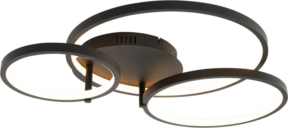 Inteligentna lampa sufitowa czarna 3-światłowa z pilotem - Rondas