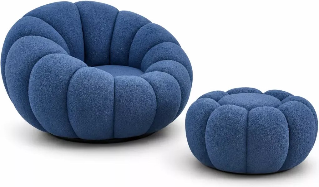 Bloom – nowoczesny fotel obrotowy z pufą łączący luksusowy komfort z artystycznym designem