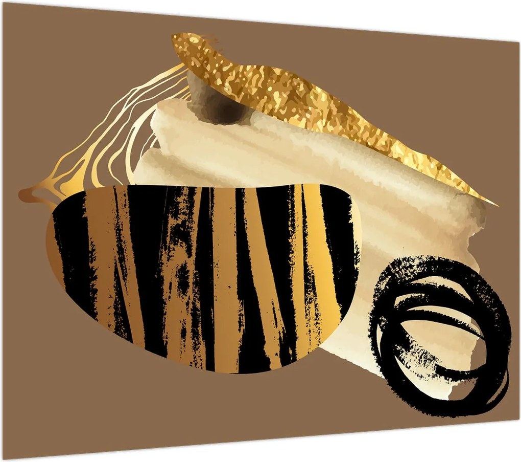 Obraz na szkle - Abstrakcja złotobrązowy N⁰2 (70x50 cm)