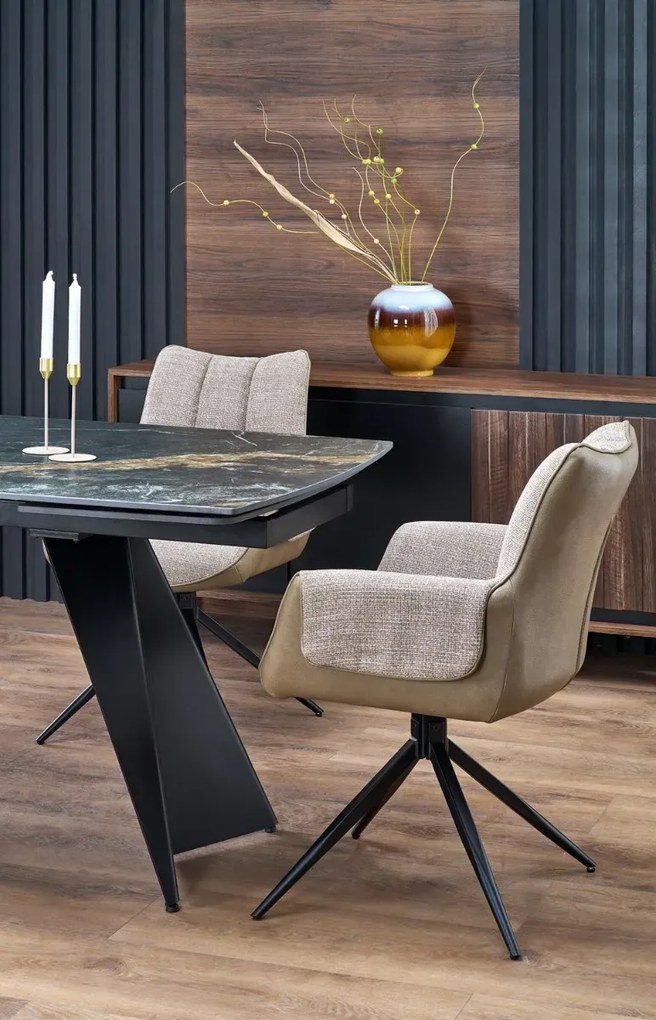 Stół rozkładany ARMANI 165(241)x90 czarny marmur/czarny HALMAR